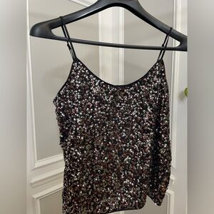 Vince Camuto Black and Silver Sequin Top